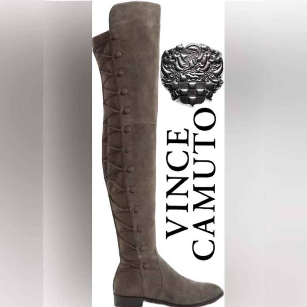 Vince Camuto Over the Knee Boots in Taupe